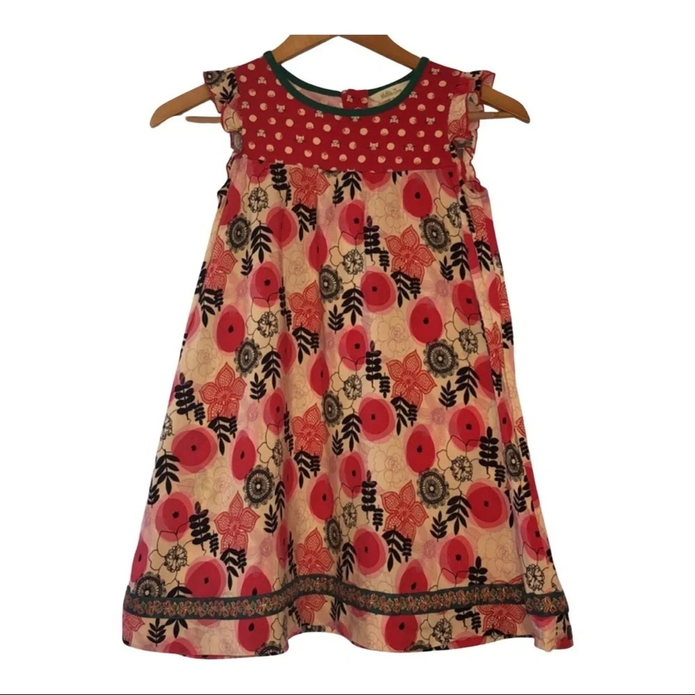 🌺Matilda Jane flower red & green dress Size 8 GUC